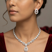 Pear Shape Timeless 925 Silver Necklace & Earrings Set for Women